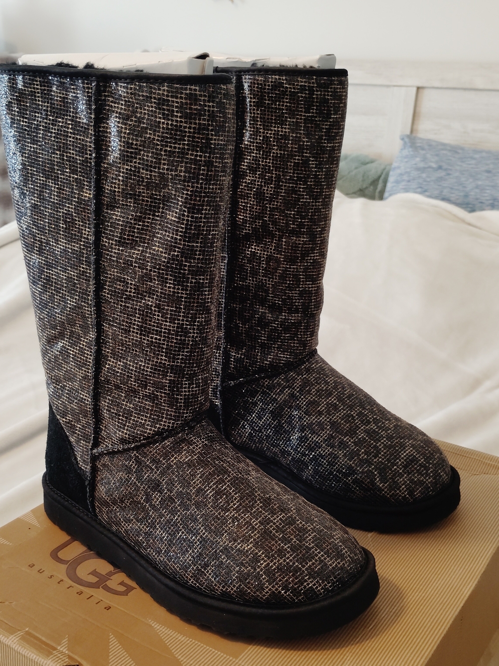 UGG Women's Tall Sparkle Black Winter Boots